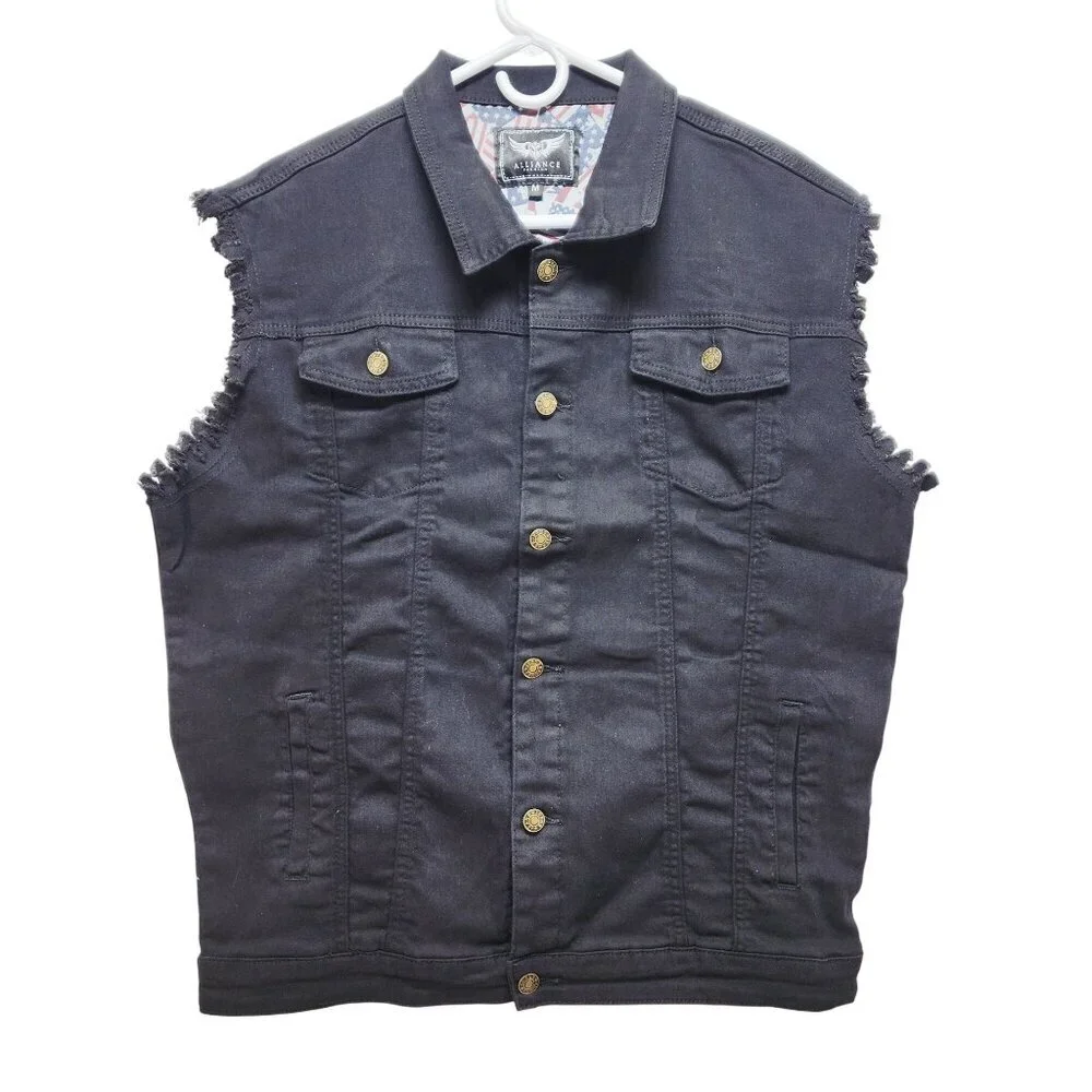 Denim Mens Sleeveless Vest Jacket Size Medium By Alliance Fashion